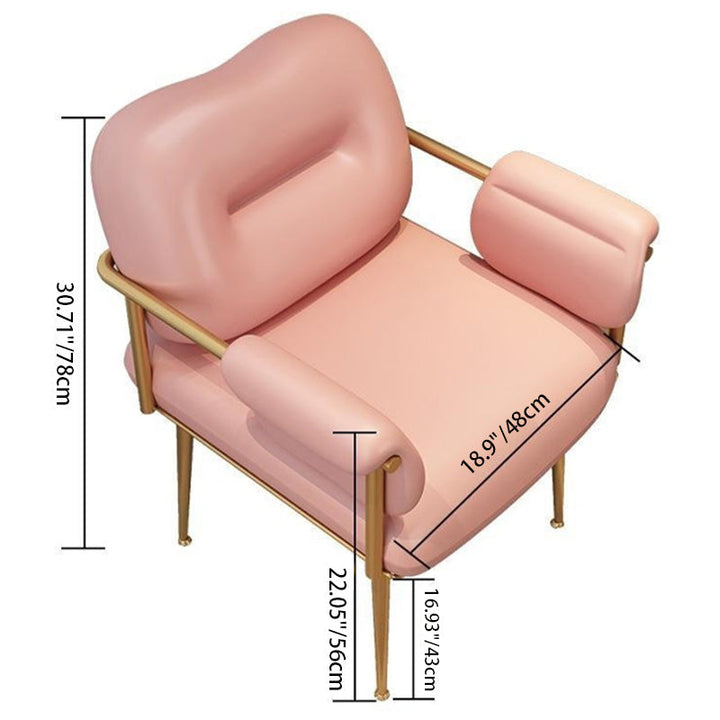 Zeitgenössischer skandinavischer quadratischer PU-Leder-Eisen-Schminkhocker mit Rückenlehne und Armlehne für das Schlafzimmer 