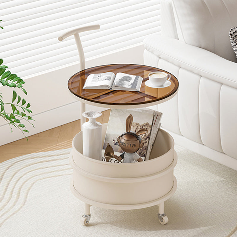 Zeitgenössischer Luxus-Rundtisch aus Edelstahl und Glas mit 2 Ebenen für das Wohnzimmer 