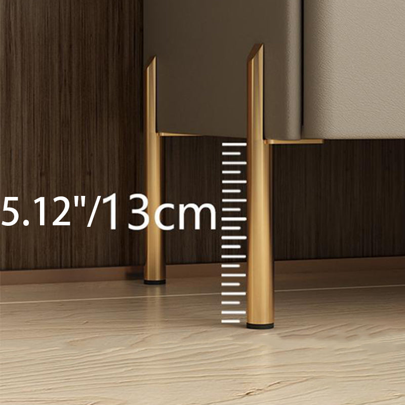 Table de chevet moderne en cuir avec 2 tiroirs rectangulaire en bois massif pour chambre 