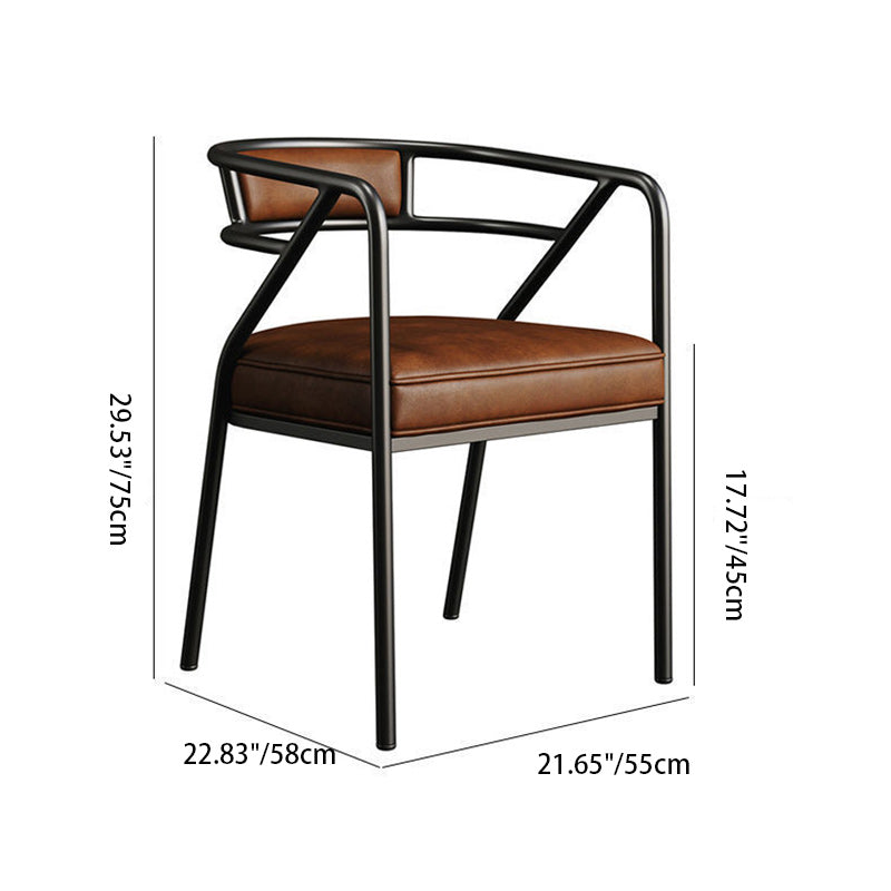 Contemporary Industrial Square Upholstered Suede Fabric PU Leather Iron Dining Chair Curved Backrest Armrest for Dining Room