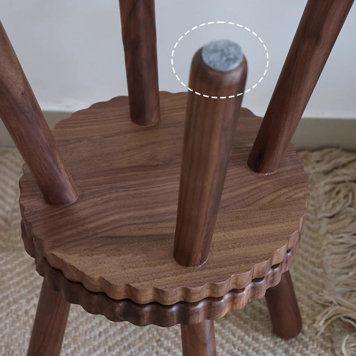 Tabouret bas pour enfants en bois massif de noyer noir, de forme ronde et style créatif contemporain, pour salon 