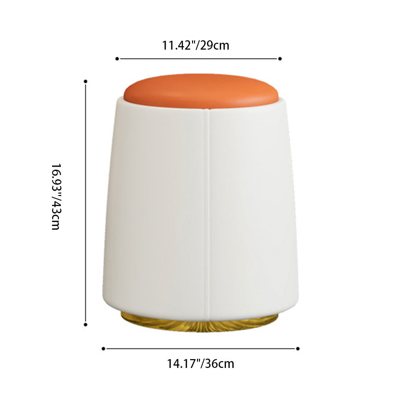 Taburete de tocador sin respaldo ni brazos, cilindro minimalista moderno, cuero Napa, madera maciza, hierro, para dormitorio 