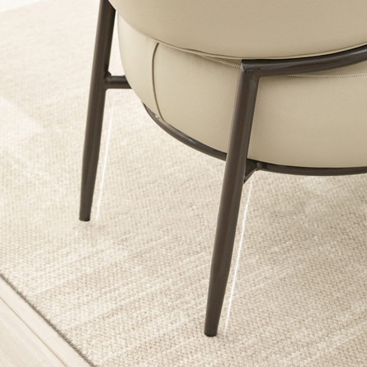 Moderno Minimalista Curvado Rectangular Silla de Acero al Carbono de Cuero Resistente a Arañazos de Gato Respaldo Sin Brazos Para Sala de Estar 