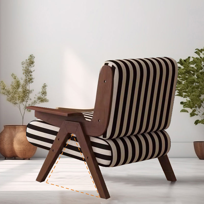 Traditional French Rectangular Velvet Solid Wood Accent Chair Backrest Armrest For Living Room