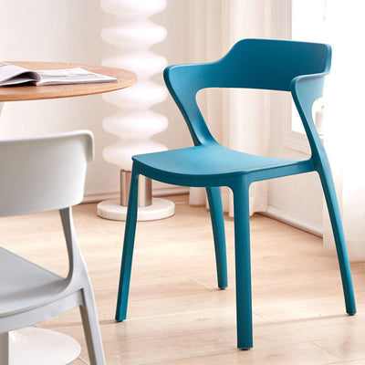 Modern Minimalist Openwork Rectangular PVC Dining Chair Backrest Armless For Dining Room