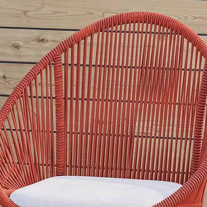 Contemporary Boho Waterproof Weaving Rattan Rope Sponge Aluminum Alloy Slab Round Elliptical Outdoor Coffee Table &amp; Chair Set For Outdoor Patio