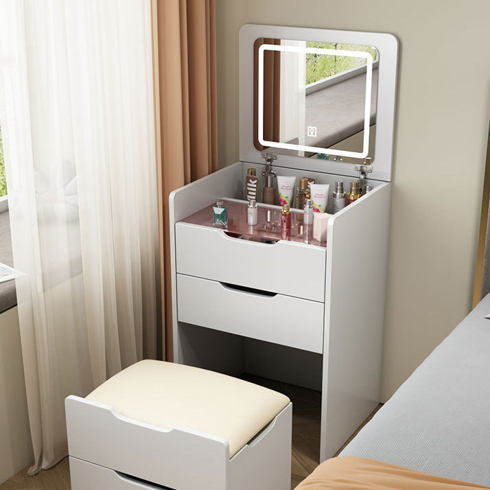 Modern Minimalist Glass Medium Density Fiberboard Makeup Vanity 4-Drawer For Bedroom