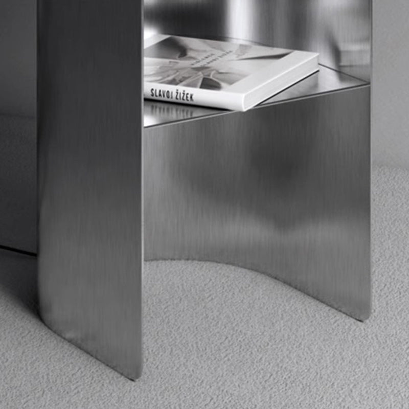Moderner minimalistischer runder Edelstahl-Beistelltisch 2-stufig für das Wohnzimmer 