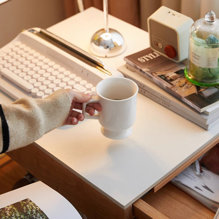 Zeitgenössischer japanischer abnehmbarer rechteckiger Massivholz-Beistelltisch 2-stufig für Wohnzimmer 