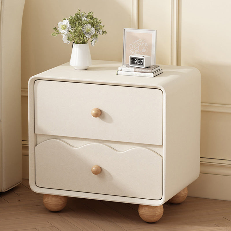 Table de chevet rectangulaire minimaliste moderne en cuir résistant aux griffures de chat et en bois massif, à 2 tiroirs, pour chambre à coucher 