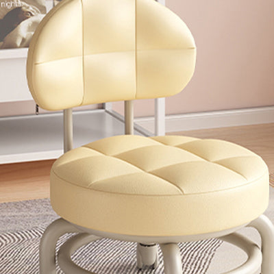 Modern Minimalist Round Artificial Leather Wood Iron Chair Backrest Armless For Living Room
