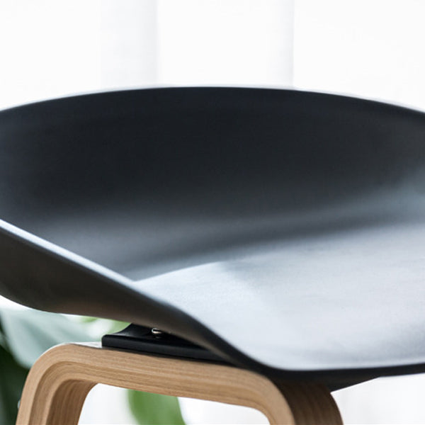 Modern Minimalist Rectangular PP Beech Wood Bar Stool Backless Armless For Dining Room