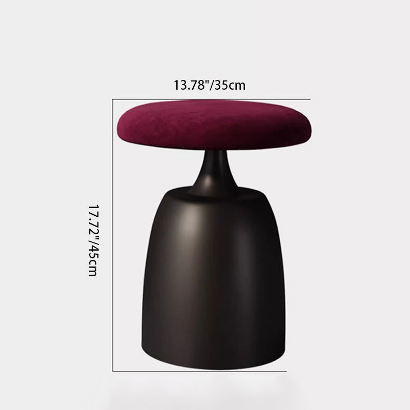 Tabouret de coiffeuse moderne minimaliste rond en tissu et métal pour chambre 