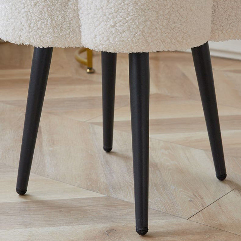 Contemporary Scandinavian Artificial Wood Lambswool Foam Sponge Armless Vanity Stool For Bedroom