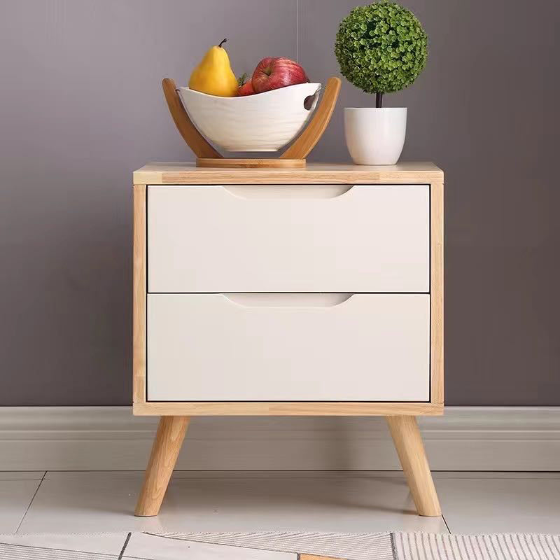Table de chevet moderne minimaliste en bois massif de caoutchouc avec 1/2 tiroir pour chambre 