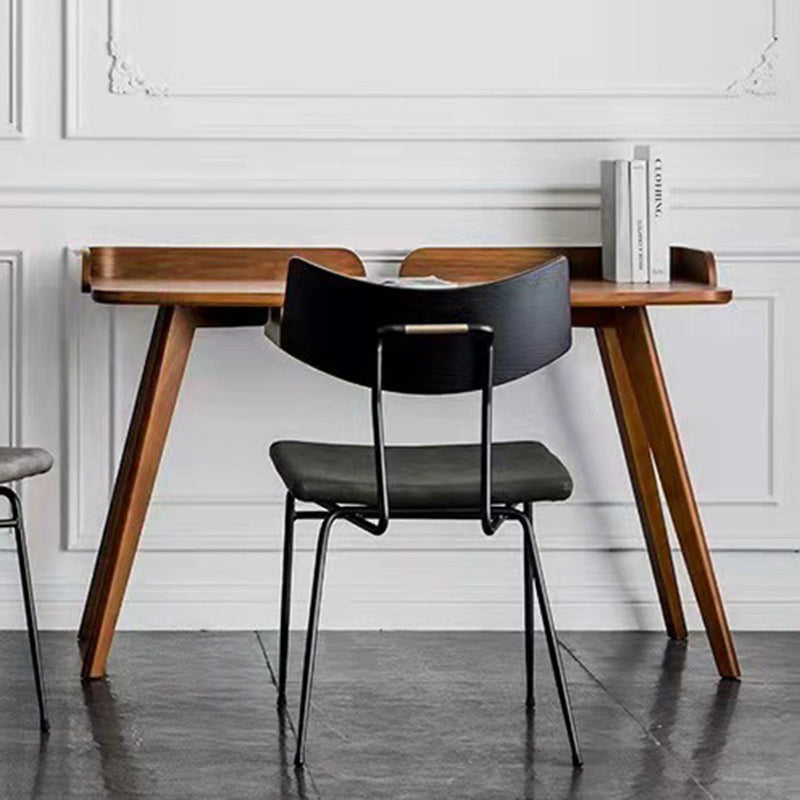 Chaise de salle à manger industrielle contemporaine en cuir PU carré incurvé avec dossier sans accoudoirs pour salle à manger 