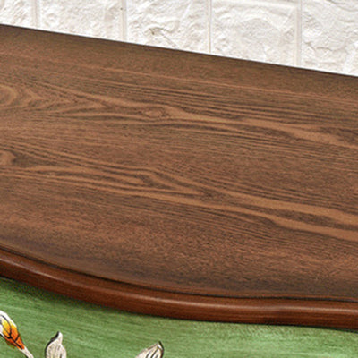 Table d'appoint traditionnelle européenne carrée ronde peinte à la main en bouleau, bois de caoutchouc, MDF, métal à 2 tiroirs pour salon 