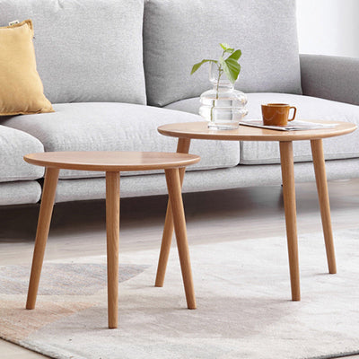 Contemporary Japanese Oval Wood Side Table 1-Tier For Living Room