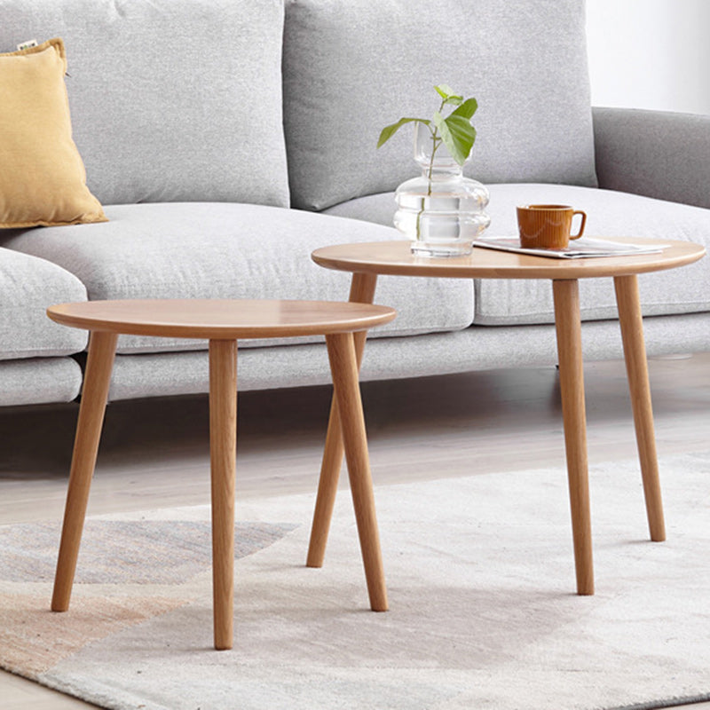Contemporary Japanese Oval Wood Side Table 1-Tier For Living Room