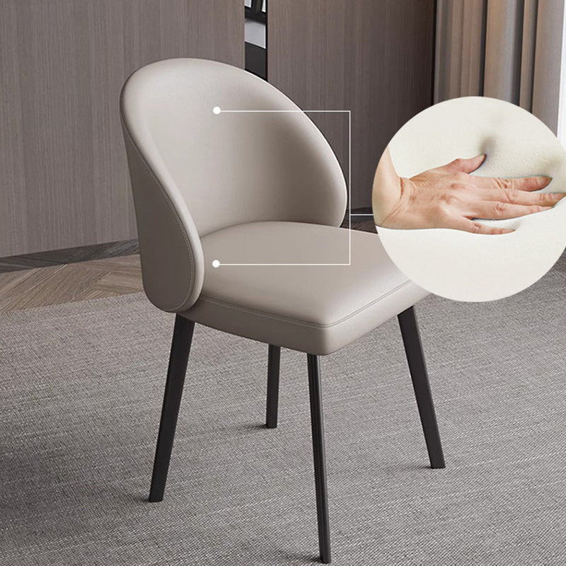 Modern Minimalist Microfiber Leather Plywood Carbon Steel Sponge Square Elliptical Curved Dining Chair Backrest For Dining Room