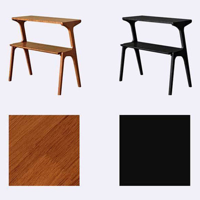Table d'appoint rectangulaire contemporaine en bois de hêtre et caoutchouc à 2 niveaux pour salon 