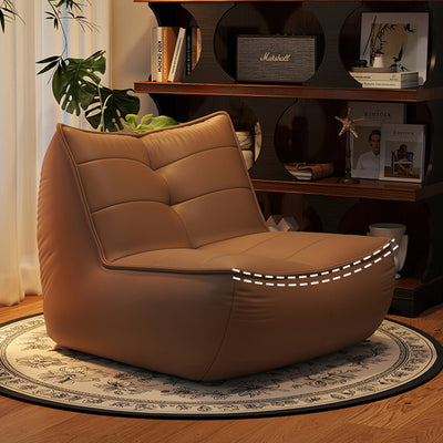 Modern Minimalist Rectangular Cat-Claw Leather Accent Chair Backrest Armless For Living Room
