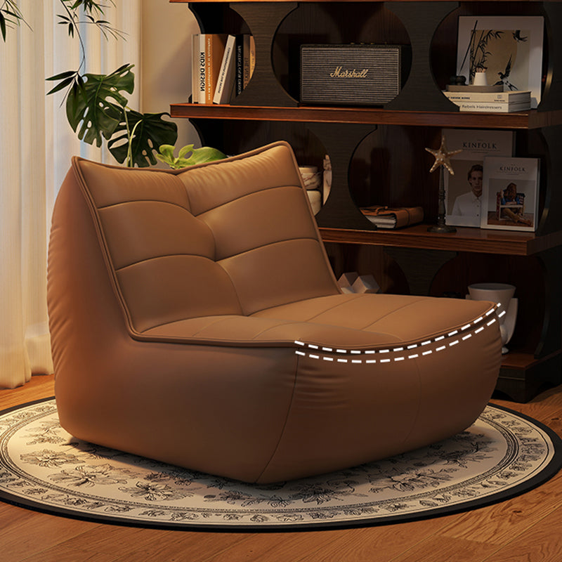 Modern Minimalist Rectangular Cat-Claw Leather Accent Chair Backrest Armless For Living Room