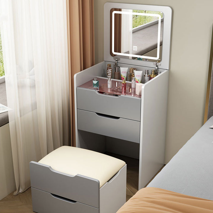Moderner minimalistischer Schminktisch aus Glas mit mitteldichter Faserplatte, 4 Schubladen, für das Schlafzimmer 