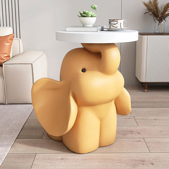 Moderner Art Deco Runder Hase Elefant Bär Fiberglas Harz Beistelltisch 1-Tablett Für Wohnzimmer 