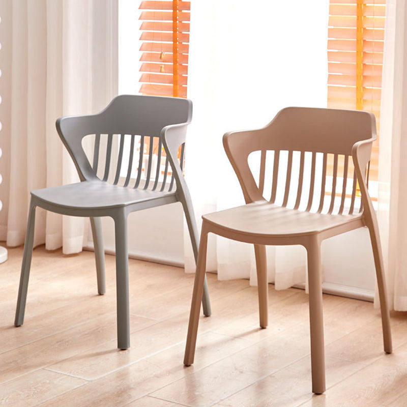 Modern Minimalist Openwork Rectangular PVC Dining Chair Backrest Armless For Dining Room
