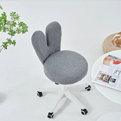 Taburete de tocador redondo minimalista moderno de lana de cordero con respaldo de metal para dormitorio 