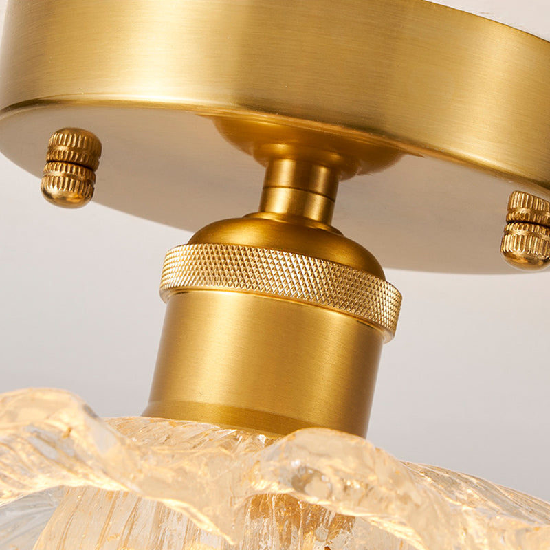 Traditional French Acrylic Iron Aluminum Petal-Shaped 1-Light Semi-Flush Mount Ceiling Light for Living Room