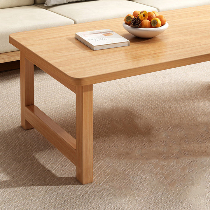 Modern Minimalist Foldable Rectangular Rubberwood Coffee Table For Living Room