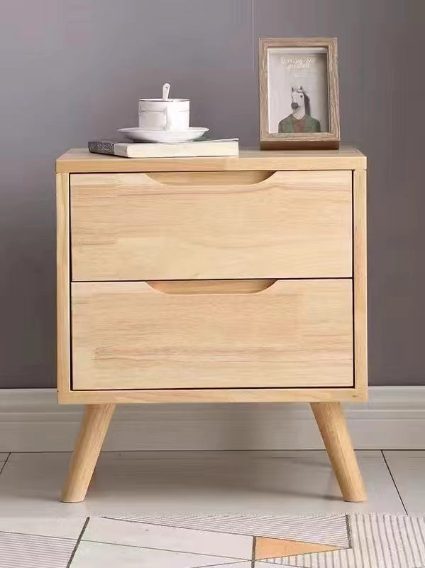 Table de chevet moderne minimaliste en bois massif de caoutchouc avec 1/2 tiroir pour chambre 