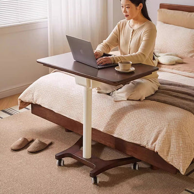 Modern Minimalist Rectangular Solid Wood Iron Side Table 1-Tier For Living Room