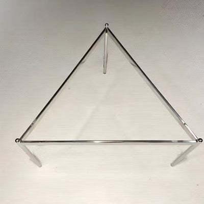 Modern Minimalist Round Triangle Tempered Glass Stainless Steel Coffee Table 1-Tier For Living Room