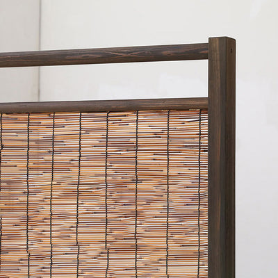 Traditional Chinese Rectangular Pine Wood Solid Wood Reed Room Divider For Living Room