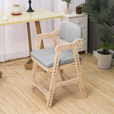 Modern Minimalist Adjustable Solid Pine Wood Cotton Linen Foam Sponge Kids Chair For Bedroom
