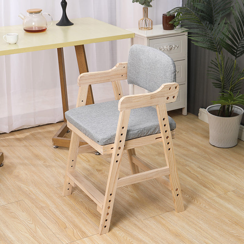 Modern Minimalist Adjustable Solid Pine Wood Cotton Linen Foam Sponge Kids Chair For Bedroom