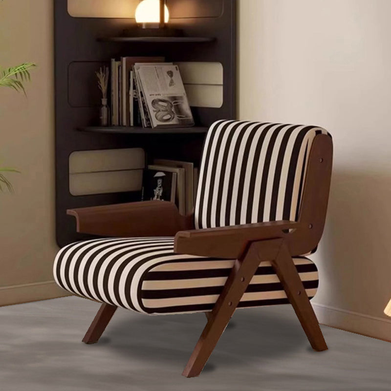 Traditional French Rectangular Velvet Solid Wood Accent Chair Backrest Armrest For Living Room