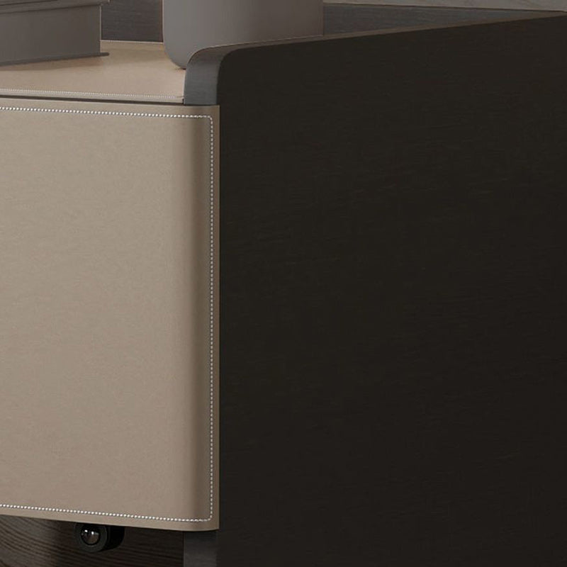 Table de bout en bois rectangulaire européen traditionnel avec tiroir en cuir 1 pour salon 