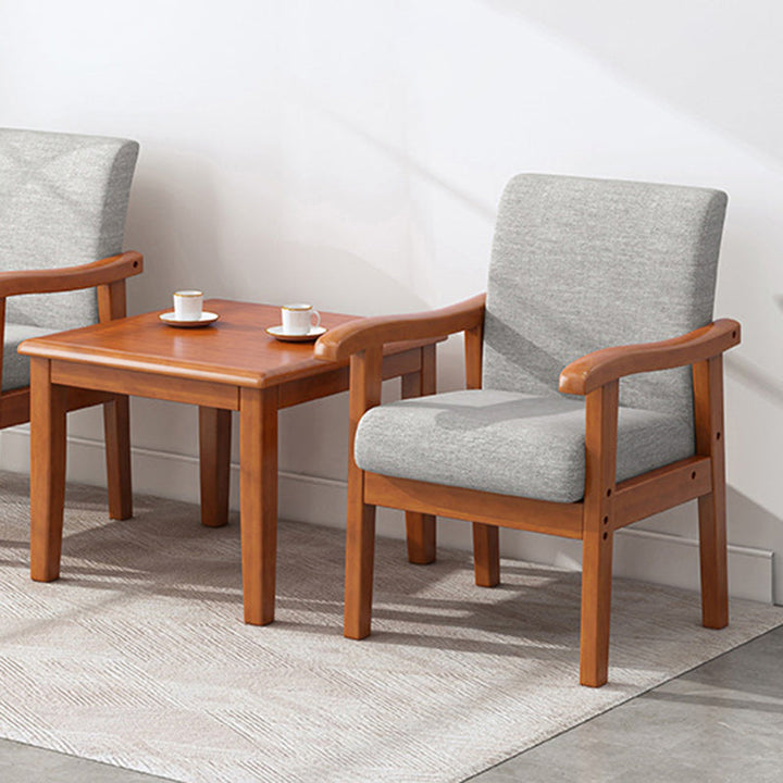 Simplicité Moderne Bois de Caoutchouc Coton Et Tissu en Lin Éponge Ensemble de Chaise d'Accent Carré & Table Pour Salon 