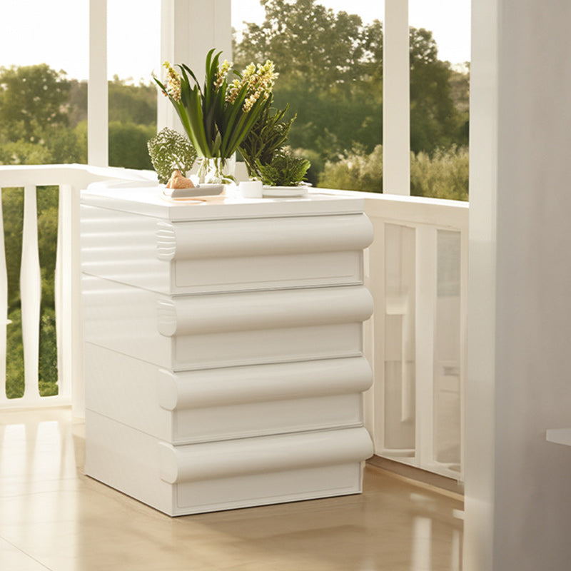 Table de nuit contemporaine scandinave rectangulaire cubique avec poignée arrondie en ABS 2/3/4 tiroirs amovibles pour chambre 
