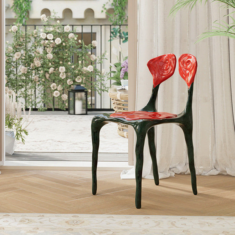 Moderner Art Deco Rose Square FRP Composite Esszimmerstuhl Rückenlehne ohne Armlehnen für Esszimmer 