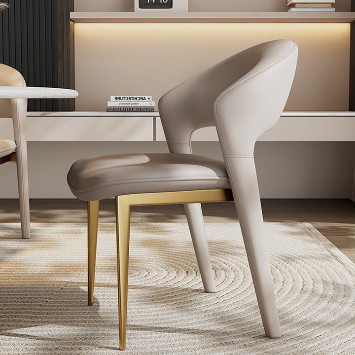 Moderne Luxus Kurve Quadrat Mikrofaser Leder Metall Esszimmerstuhl Rückenlehne Ohne Armlehnen Für Esszimmer 