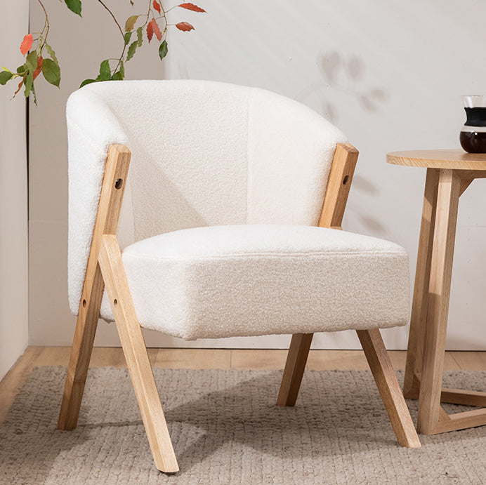 Contemporary Scandinavian Square Rubberwood Solid Wood Plywood Performance Fabric Faux Wool Foam Sponge Chair For Living Room
