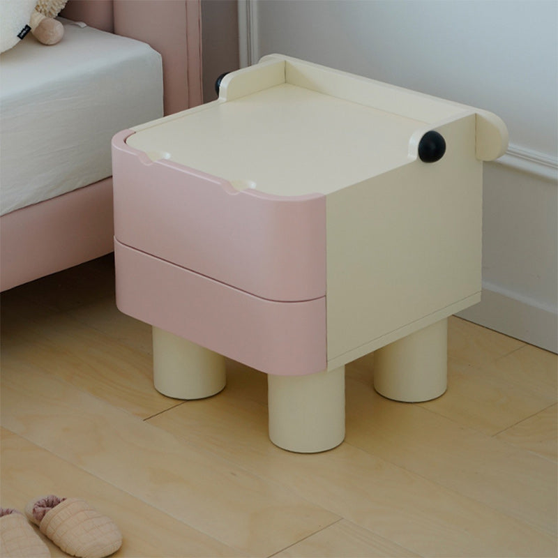 Table de nuit en bois pour enfants nordiques contemporains carrés cubiques Hippo à 2 tiroirs pour chevet 