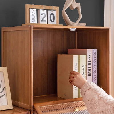 Modern Minimalist Rectangular Acrylic Bamboo Composite Board Bookshelves 1-Cabinet For Living Room