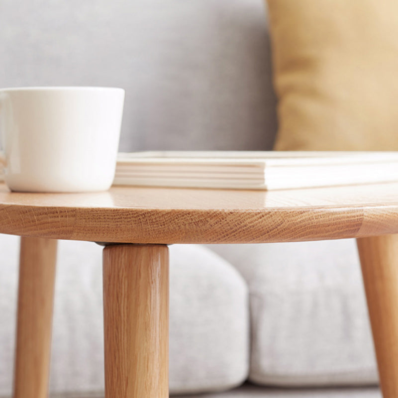 Contemporary Japanese Oval Wood Side Table 1-Tier For Living Room