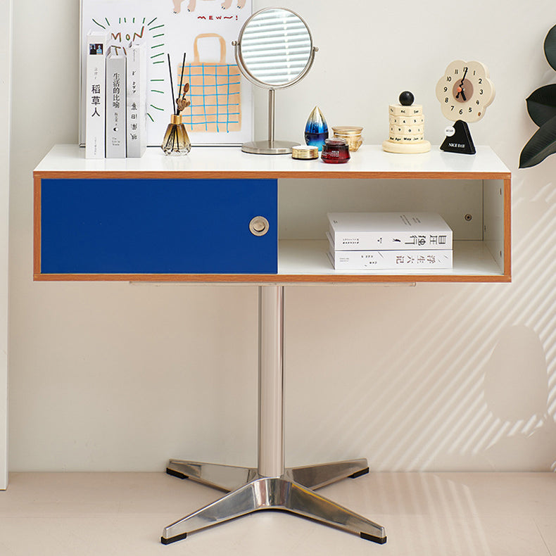 Modern Minimalist Rectangular Medium Density Fiberboard Plastic Stainless Steel Makeup Vanity 2-Drawer For Bedroom
